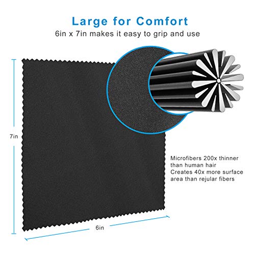 18 Pack Premium Microfiber Cleaning Cloths for Glasses, Glasses Cleaning Cloth for Cleaning Lenses, Screens, Cameras, Cell Phone, Eyeglasses, LCD TV Screens, Tablets and More - size: 6 x 7 in
