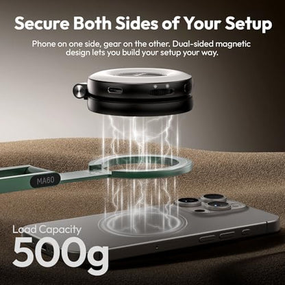 ULANZI MA60 Magnetic Phone Tripod Stand for iPhone 17 16 15 14 13 12 - Ultra Thin 0.8cm Foldable Aluminum Mini Tripod, Strong N52 Magnet Quick Mount, Pocket Cell Phone Stand, Green - color: Green