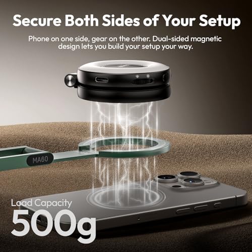 ULANZI MA60 Magnetic Phone Tripod Stand for iPhone 17 16 15 14 13 12 - Ultra Thin 0.8cm Foldable Aluminum Mini Tripod, Strong N52 Magnet Quick Mount, Pocket Cell Phone Stand, Green - color: Green