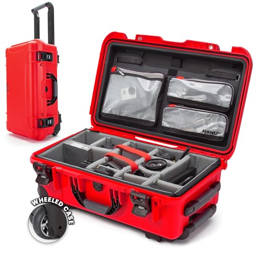 NANUK 935 Pro Photo Kit – Waterproof Travel Camera Hard Case with Padded Dividers and Wheels, 22” x 14” x 9” - Dustproof and Impact Resistant, Airline Carry-On Approved – Red | 22 X 14 X 9 in Exterior, Padded Divider Plus Lid Organizer, Nk-7 Resin, Polyur