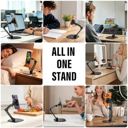 APPS2Car Qi2 15W Wireless Charger Stand for MagSafe, Height Adjustable Foldable iPhone Stand with Metal Base for iPhone 17/16/15/14/13/12 Series, No Adapter - color: Black - Wireless Charging Stand