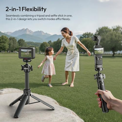 ULANZI MT90 Tripod Stand Vlog Handle Grip with Cka Quick Release w Ballhead w Cold Shoe, Camera Desktop Mini Tripod for GoPro, Insta360, DJI Osmo Pocket 3 4/Action 6 5pro 4/360, Small Cameras