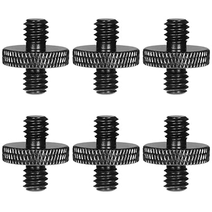 6 Pack 1/4" Male to 1/4" Male Camera Mount Screw Tripod Mount - Precision Made - color: Black