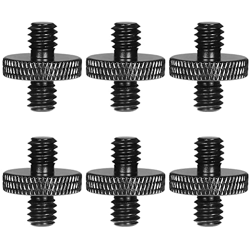 6 Pack 1/4" Male to 1/4" Male Camera Mount Screw Tripod Mount - Precision Made - color: Black