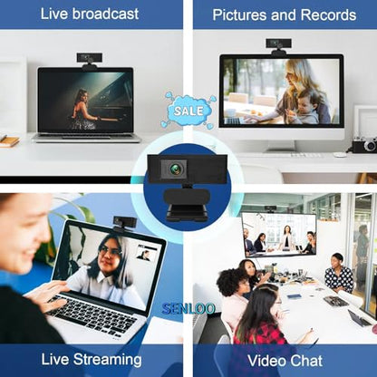 1080P Webcam HD for PC - Web Camera for Desktop Computer with Hi-fi Microphones, Privacy Cover - Computer Camera Wide Angle, Plug &Play, USB Web cam for Zoom, Skype, Teams, Streaming, Video Calling