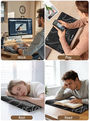 2-in-1 Ergonomic Keyboard Stand with Wrist Rest, Comfy Keyboard Riser Holder with Massage Design, Black Topographic - color: Black Topographic