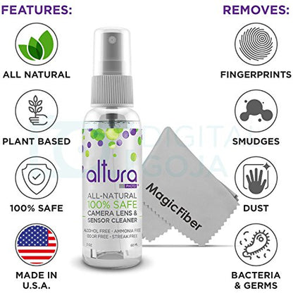 Altura Photo Camera Cleaning Kit - APS-C Lens & Sensor Cleaner with All-Natural Solution, 16mm Factory-Sealed Swabs, Pen, Blower, Brush, Cloths & Hard Case for Canon Nikon Sony DSLR Mirrorless - style: APS-C