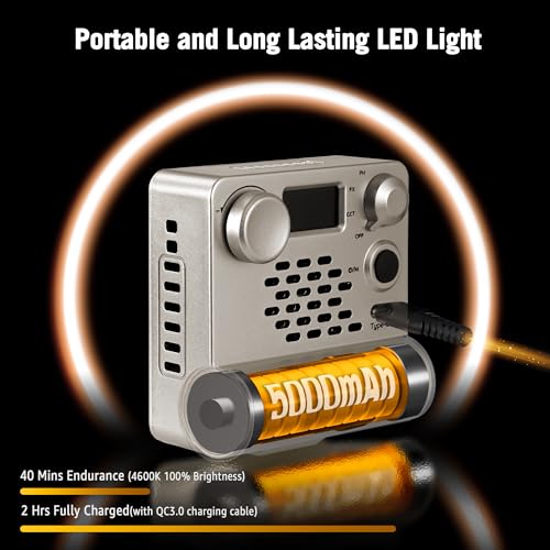 NiceVeedi Pocket RGB Fill Light, Portable Bi-Color Handheld Light, 2700K-6500K, CRI 95+, 12 Effects, 5000mAh Battery with Fast Charging Spotlight for Photography/Vlog/YouTube/Tiktok/Ins
