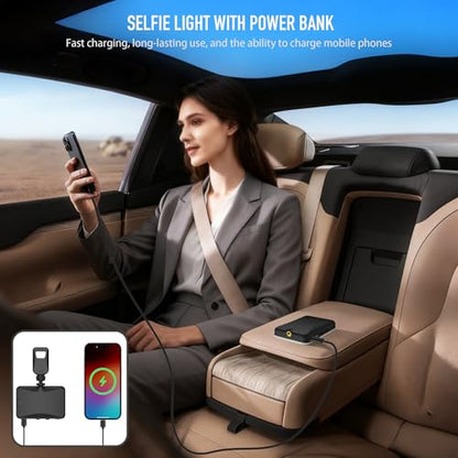 91 LED Portable Charger Selfie Light Video Conference Lighting | with Clip & Camera Tripod Adapter, Rechargeable 2000mAh, CRI 96+, 4 Light Modes, for Phone iPhone Webcam Laptop Makeup - color: Black