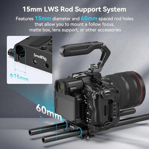 SMALLRIG Camera Base Plate Kit with 15mm LWS Rod Rail Clamp, 15mm Lens Support for Sony A6500 A6600 A6300, for Canon R5 R6, for Sony A7SIII / A7III, Both for Cameras & Cages - 4959 - style: Base Plate+Lens Support