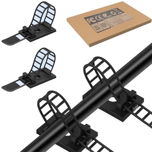 Adjustable Adhesive Cable Management Clips for Desk, Black, 50 Pcs | Large self Adhesive Cable Ties Clips,Suitable for desks or wall adhesive wire organizer extension cord management clips - color: Black
