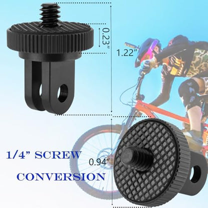 3 Pack Camera Tripod Mount Adapters, Aluminum Standard 1/4"-20 Camera Screw Converter Connectors for Insta360 and Tripod Compatible with GoPro Hero, DJI Osmo Action, AKASO, Sony