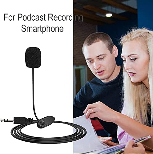External Lavalier Microphone Wired 3.5mm Jack Hands Free Clip-on Lapel Mic for Podcast Recording Smartphone PC Laptop