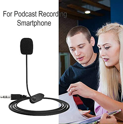External Lavalier Microphone Wired 3.5mm Jack Hands Free Clip-on Lapel Mic for Podcast Recording Smartphone PC Laptop Durability