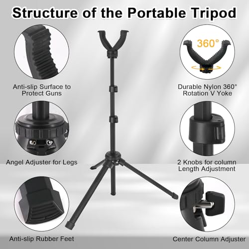 HUNTPAL Portable Shooting Stick Tripod Gun Rest | Portable, Adjustable Height, Compact Aluminum Construction, For Range Table Shooting Target Practice - color: Tripod-690: 18"-52"