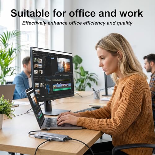 8-in-1 USB C Hub with M.2 NVMe SSD Enclosure, 4K HDMI, 100W PD, 10Gbps USB-C, USB3.2, SD/TF Card Reader for XPS, Dell, MacBook Pro, iPad Pro Upgraded