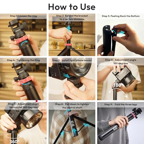 ULANZI MT-89 Extendable Tripod Aluminum, 82" Portable Adjustable Light Stand with 1/4" Screw Quick Release, Camera Phone Tripod for Camera Video Light Smartphone, Lightweight for Travel,Up Load 2.2LBS - size: 82 inch-Original Version