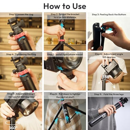 ULANZI MT-89 Extendable Tripod Aluminum, 82" Portable Adjustable Light Stand with 1/4" Screw Quick Release, Camera Phone Tripod for Camera Video Light Smartphone, Lightweight for Travel,Up Load 2.2LBS - size: 82 inch-Original Version