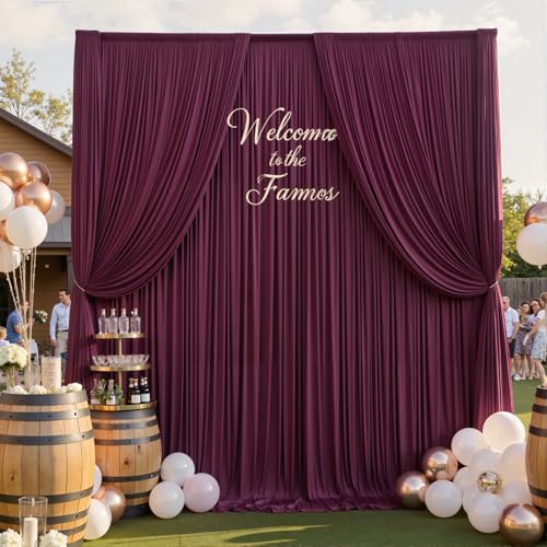 10ftx12ft Wrinkle Free Maroon Backdrop Curtain, 2 Panels 12FT Height Wedding Burgundy Backdrop Drapes, Silky Polyester Back Drop Cloth for Birthday Photography Background Party Backdrop Draping - color: Burgundy, size: (W)5ft x (H)12ft (2 Panel)