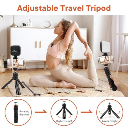 Vlogging Kit for iPhone, Android with Tripod, Soft Light, YouTube Starter kit Content Creator Equipment with Wireless Lavalier Microphone for Live Stream, Vlogging, YouTube, TikTok