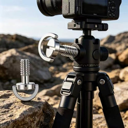 4PCS 1/4-20 Threaded D-Shaped Ring Stainless Steel Camera Fixing Screw, Suitable for Camera Tripods, Monopods, and QR Quick-Release Plates As Adapter Screws