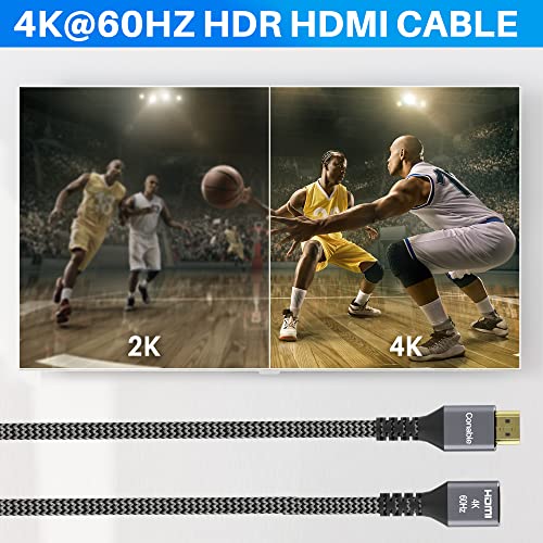 4K HDMI Extension Cable (2 Pack 4FT+ 4FT), HDMI 2.0 Braided Extender Male to Female Cord, Pure Copper 3D 4K@60Hz 2160p 1080p HDR HDCP 2.2 ARC (with Ties, U Nails, 2 HDMI Adapters)-4 Feet-2 Pack - size: 4 Feet (2 Pack)