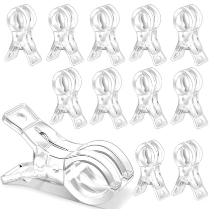 12 Pack 3.5 Inch Clear Balloon Arch Clips, Heavy Duty Transparent Spring Clamps for Backdrop Stand, Reusable Plastic Clips for Birthday Wedding Party Decor Photography Studios