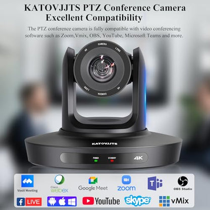 PTZ Camera 4K UHD with 10X Optical Zoom,Video Conference Room Camera,Live Streaming for Church Worship,USB HDMI IP POE Work with Vmix,Zoom,OBS,YouTube,Facebook Livestream - style: 10X ZOOM