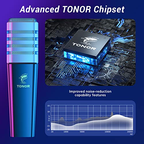 TONOR USB Gaming Microphone, RGB Streaming Microfono Set, PC Podcast Recording Computer Mic for PS4/5, Discord, Twitch, Cardioid Condenser Mic with Adjustable Boom Arm Stand TC30S+
