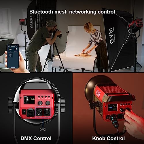 GVM 200W LED Video Light, PRO SD200B Photography Lighting Kit with Bluetooth Mesh Network/DMX Control, 2700K-6800K Studio Light Continuous Lighting Kit for YouTube,Film, 45400lux/1m, 12 Scene Effects - size: SD200B