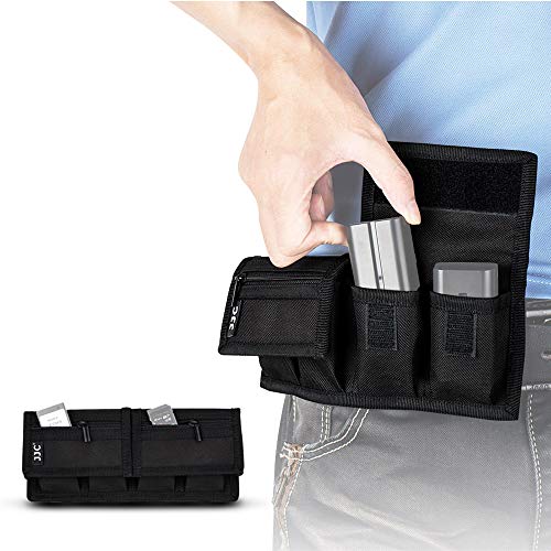 Camera Battery Pouch Holder Case for 4 PCS Sony NP-F550 NP-FW50 NP-FZ100 NP-BX1 Canon LP-E6 LP-E8 LP-E10 LP-E12 LP-E17 Fuji NP-W126 Nikon EN-EL14 EN-EL15 with Zipped Pocket to Store SD TF XQD CF Cards - size: 4 Slot+2 Zippered Pockets