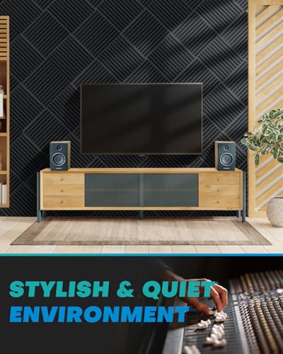18 Pack Sound Proof Foam Panels for Walls, 2 X 12 X 12 Inches Acoustic Foam Panels, High Density Acoustic Panels Sound Absorbing, Noise Cancelling Studio Wedges, Black (NOT INCLUDE ADHESIVE) - size: 18Packs