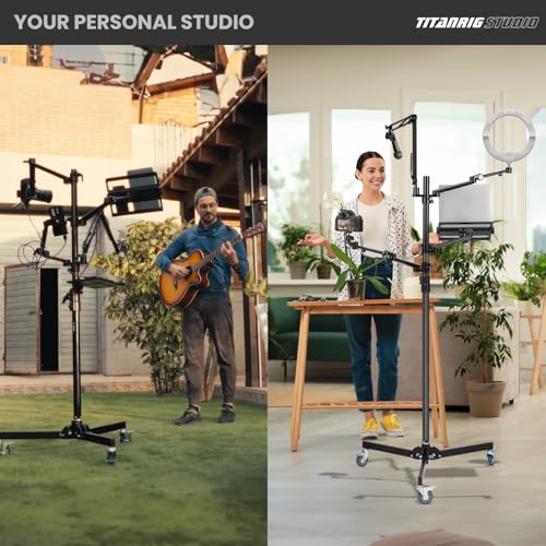 TARION Live Streaming Stand with Wheels - 61"/155cm 5-in-1 Stream Stand Equipment Kit: 1 Mic Boom + 3 Articulated Arms + 1 Projector Holder, Adjustable Heavy-Duty Floor Live Tree Stand Setup TitanRig - size: 5-in-1 Floor Set
