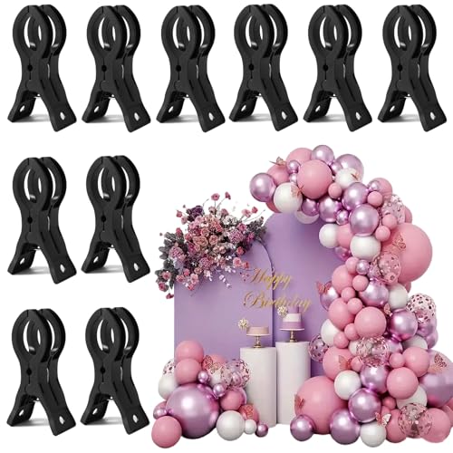 10 Pack Black Balloon Arch Clips, 3 1/2 x 1 x 1 4/5 Inch balloon arch clamps for backdrop Stand, Wedding, Birthday, Photography Studio, Crafts, and Decorations - color: Black