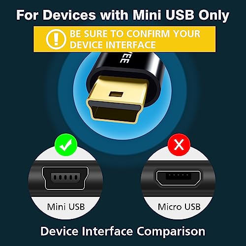 AGVEE 3.3ft Mini USB Cable, Durable USB-A to Mini-B Data and Charger | For TI-84 Calculator, Garmin GPS, Go-Pro Hero 4 3 2 HD, PS3 Controller, Canon Nikon Camera, Blue Yeti Microphone, - color: Black, size: 3.3ft