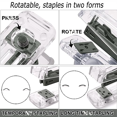 Office Desk Accessories，Office Supplies Set Acrylic Stapler Set Staple Remover, Tape Holder, Pen Holder, 2 Ballpoint Pen, Scissor, Binder Clips, Paper Clips and 1000pcs Staples(Black) - color: Black
