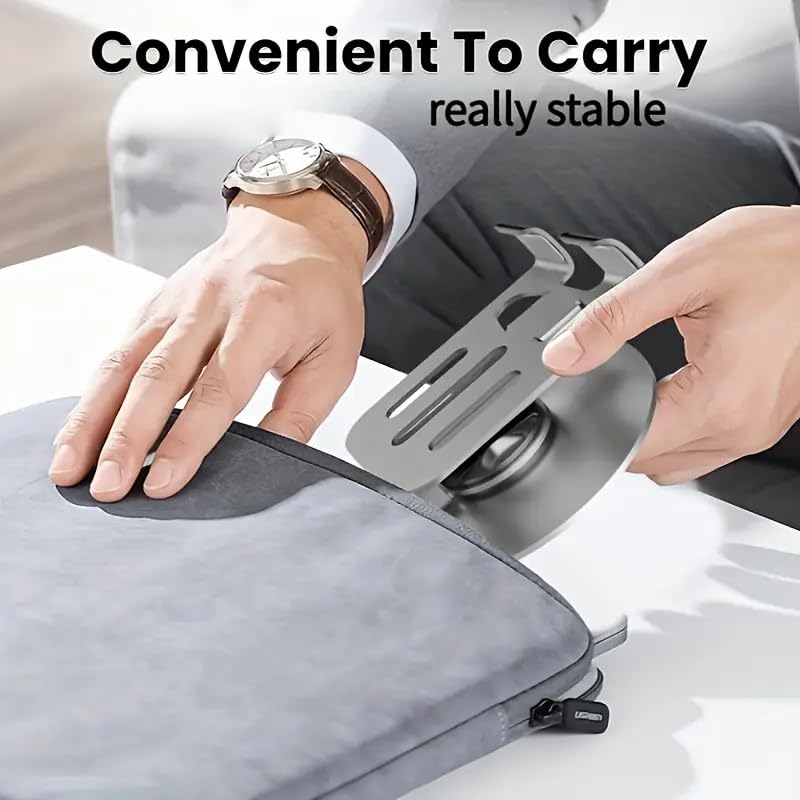 Phone Holder Metal 360° Degree Rotatable Foldable Adjustable Stand for Desktop Live Streaming Video Calls Hands-Free Use, Grey - color: Grey