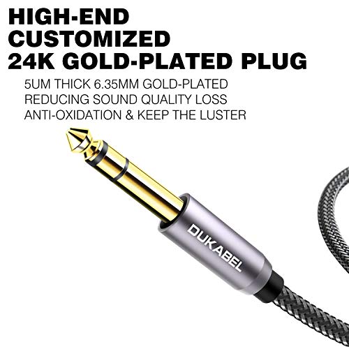 DUKABEL TopSeries Long 6.35mm (1/4 inch) to 3.5mm (1/8 inch) Headphone Jack Adapter -8ft (2.4m) 1/8 Female to 1/4 Male Extension Cable 3.5 to 6.35 for Mixer Guitar Piano Amplifier Speaker and More - size: 240 cm