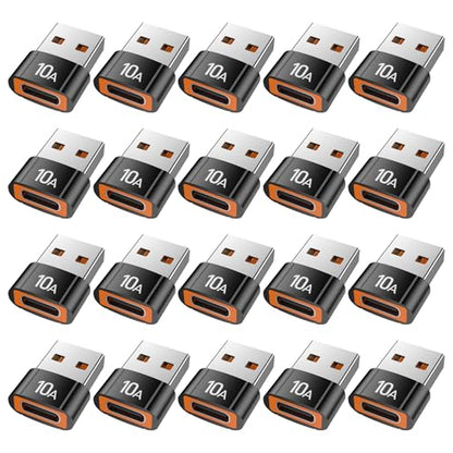USB to USB C Adapter(20 Pack), USBC Female to USB A Male Adapter 240W Fast Charging and Data Transfer Compatible with iPhone 17/16 Pro Max, MacBook, AirPods, Tablet, Car Chargers. - size: 20 Pack
