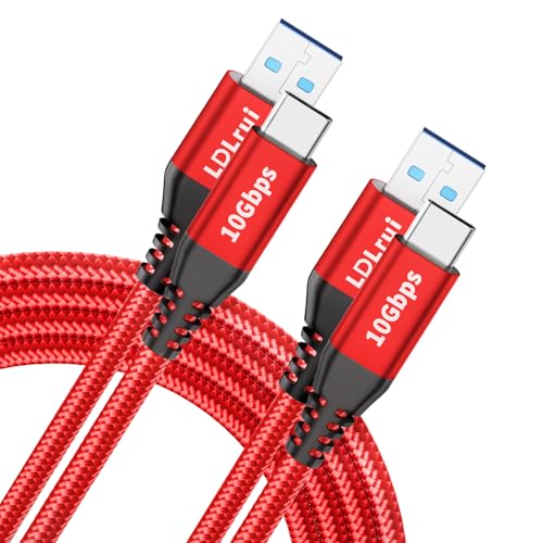USB-C Cable 10Gbps Data Transfer [2Pack, 6ft], Braided USB 3.2 Gen 2 USB A to Type C Charger Cord 3.1A Fast Charging for iPhone 16/15 Pro Max Car Play, Samsung Galaxy S24/S23/S22 Android Auto - Red - size: 6ft