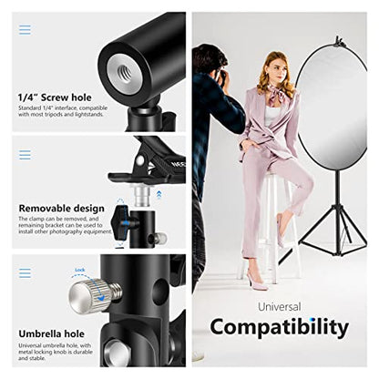 NEEWER Photo Studio Heavy Duty Metal Clamp Holder with 5/8" Light Stand Attachment for Reflector - style: CL-02 (1 Pack)