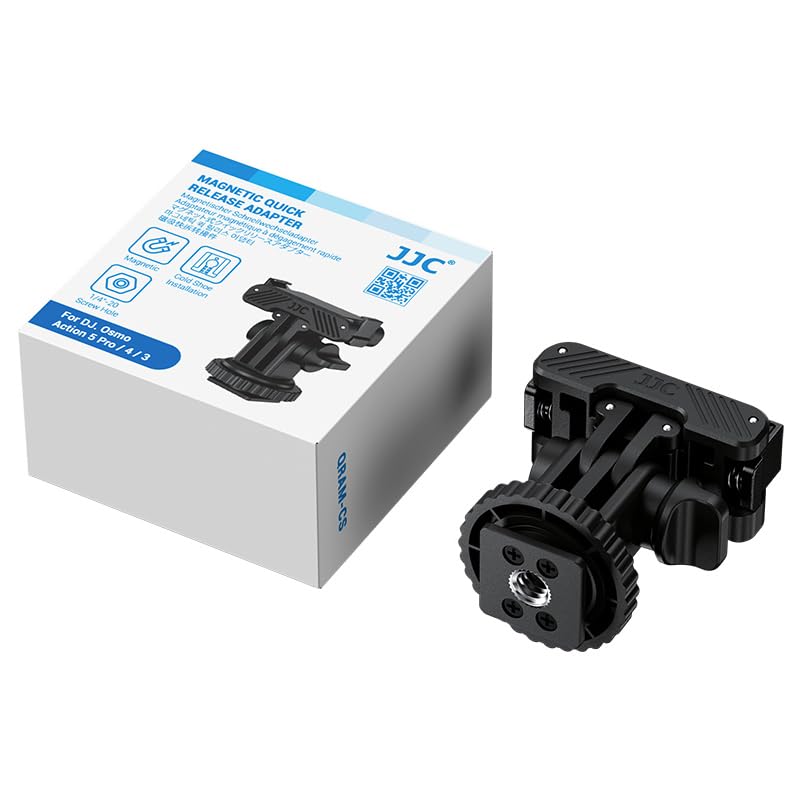 JJC Osmo Action 5 Cold Shoe Adapter Mount for DJI Osmo 360 Action 5 Pro 4 3 Accessories, 180° Angle Adjustable, Detachable Camera Monitor Mount w. 1/4 Screw Hole, Magnetic Quick Release Tripod Adapter - color: Hot Shoe/Cold Shoe Adapter