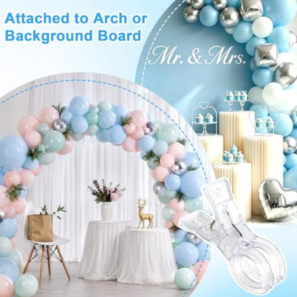 15 Pack Balloon Arch Clips, Transparent Plastic Spring Clamps for Backdrop, 3.5 Inch Clear Heavy Duty Clip for Balloon Arch Supplies Birthday Wedding Decoration Craft Photography Studio