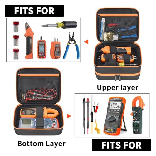 Electrical Tester Case Bag for Klein Tools ET310/RT250 | Nylon, Mesh, Adjustable Strap, Cotton Padding & Soft Lining, Organized Storage, Secure Foldable Lid & Sturdy Zipper - Black - color: Black
