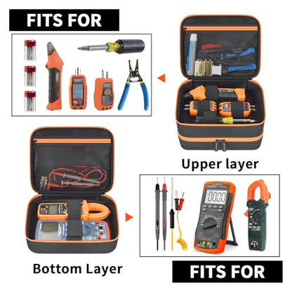 Electrical Tester Case Bag for Klein Tools ET310/RT250 | Nylon, Mesh, Adjustable Strap, Cotton Padding & Soft Lining, Organized Storage, Secure Foldable Lid & Sturdy Zipper - Black - color: Black