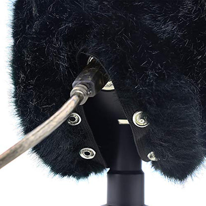 YOUSHARES Furry Windscreen Muff - Customized Pop Filter for Microphone, Deadcat Windshield Wind Cover for Improve Blue Snowball iCE Mic Audio Quality (Black)
