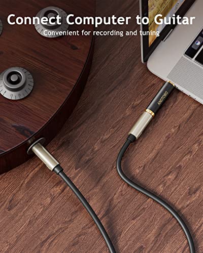ANDTOBO 1/4'' to 3.5 mm Stereo Pure Copper Headphone Adapter, 3.5 mm(1/8'') Plug Male to 6.35 mm (1/4'') Jack Female Stereo Adapter for Headphone, Amp Adapter, Black 2-Pack