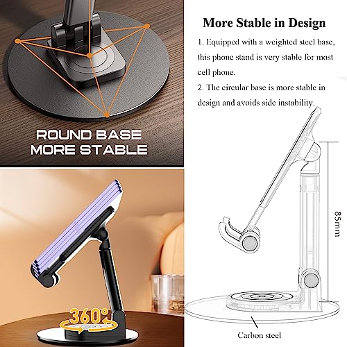Meetuo Rotatable Cell Phone Stand for Desk, Phone Holder | Height Angle Adjustable, Portable Phone Stand, Compatible for Smartphones iPhone, Desktop