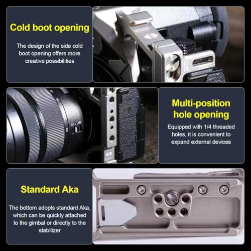 Full Camera Cage for LUMIX G9, CNC Aluminum Rig with Arca-Swiss Base, NATO Rails & Cold Shoe for Photography, Gimbal & Video Recording
