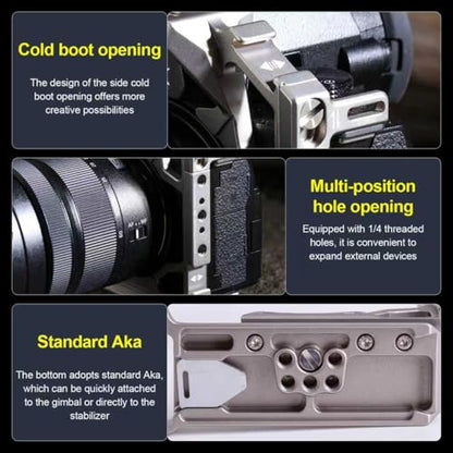 Full Camera Cage for LUMIX G9, CNC Aluminum Rig with Arca-Swiss Base, NATO Rails & Cold Shoe for Photography, Gimbal & Video Recording